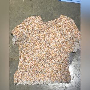 cropped floral print tee